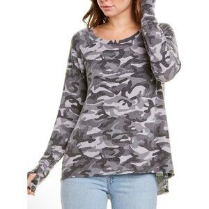 Michael Stars Madison Brushed Camo Top Gray Long Sleeve NWT